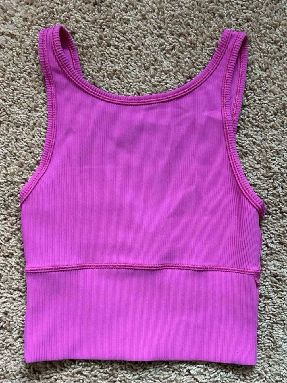Lululemon Power Pivot Tank Crop Top Ribbed Luxtreme Sz 2/4 Sonic Pink SNCP 28641